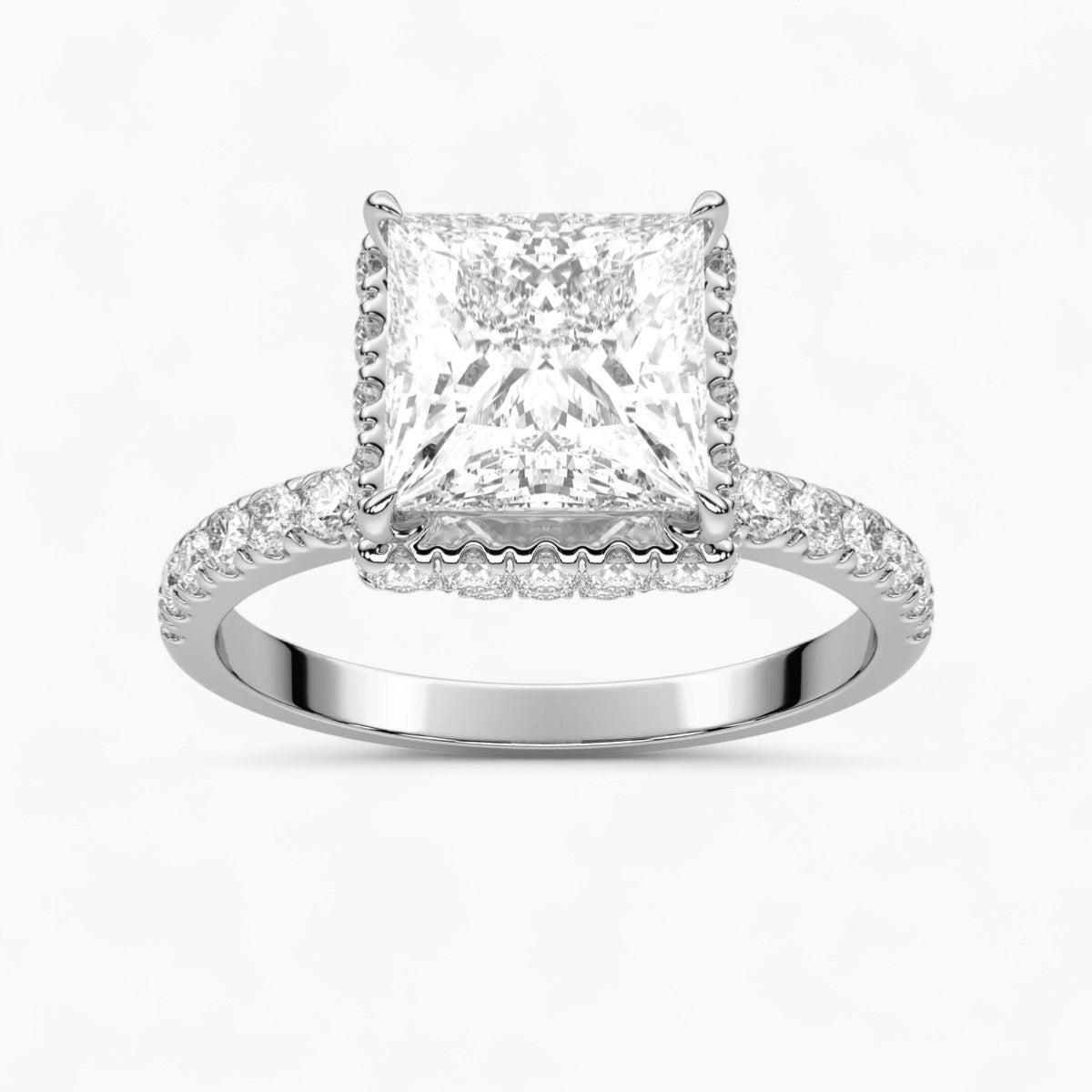 Round cut Hidden Halo Setting Diamond Engagement Ring