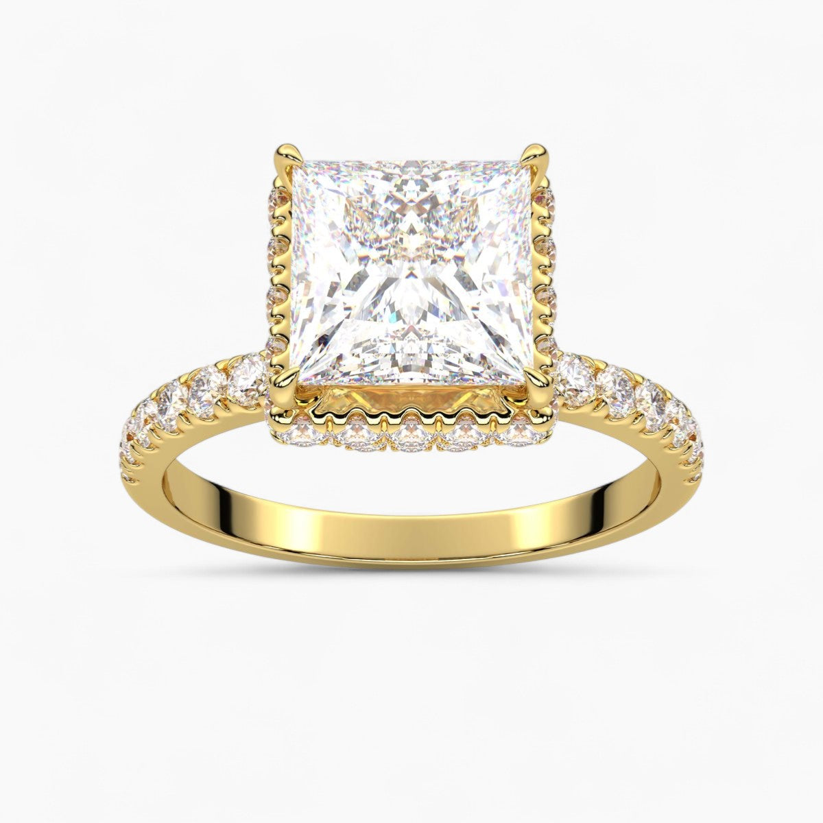 Round cut Hidden Halo Setting Diamond Engagement Ring
