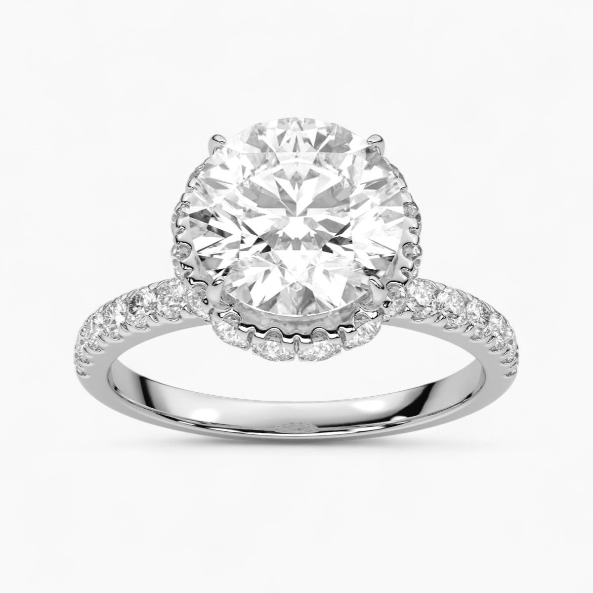 Round cut Hidden Halo Setting Diamond Engagement Ring
