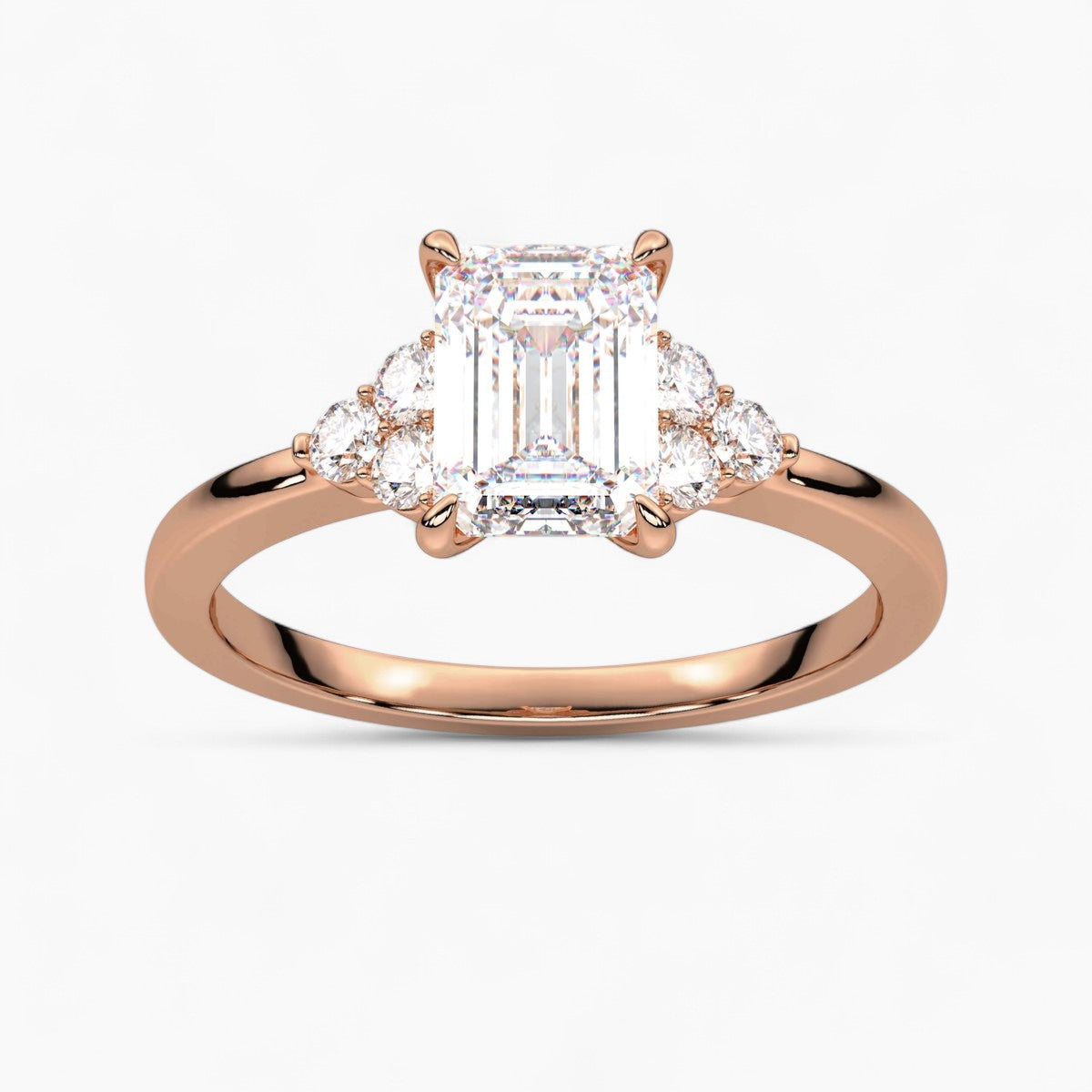 Princess Cut Three stone Setting Diamond Engagement Ring