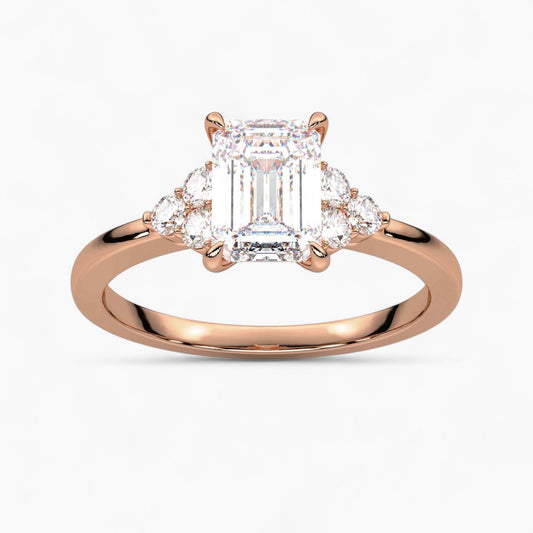 Princess Cut Three stone Setting Diamond Engagement Ring