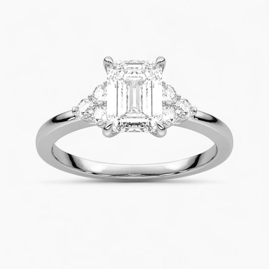 Princess Cut Three stone Setting Diamond Engagement Ring