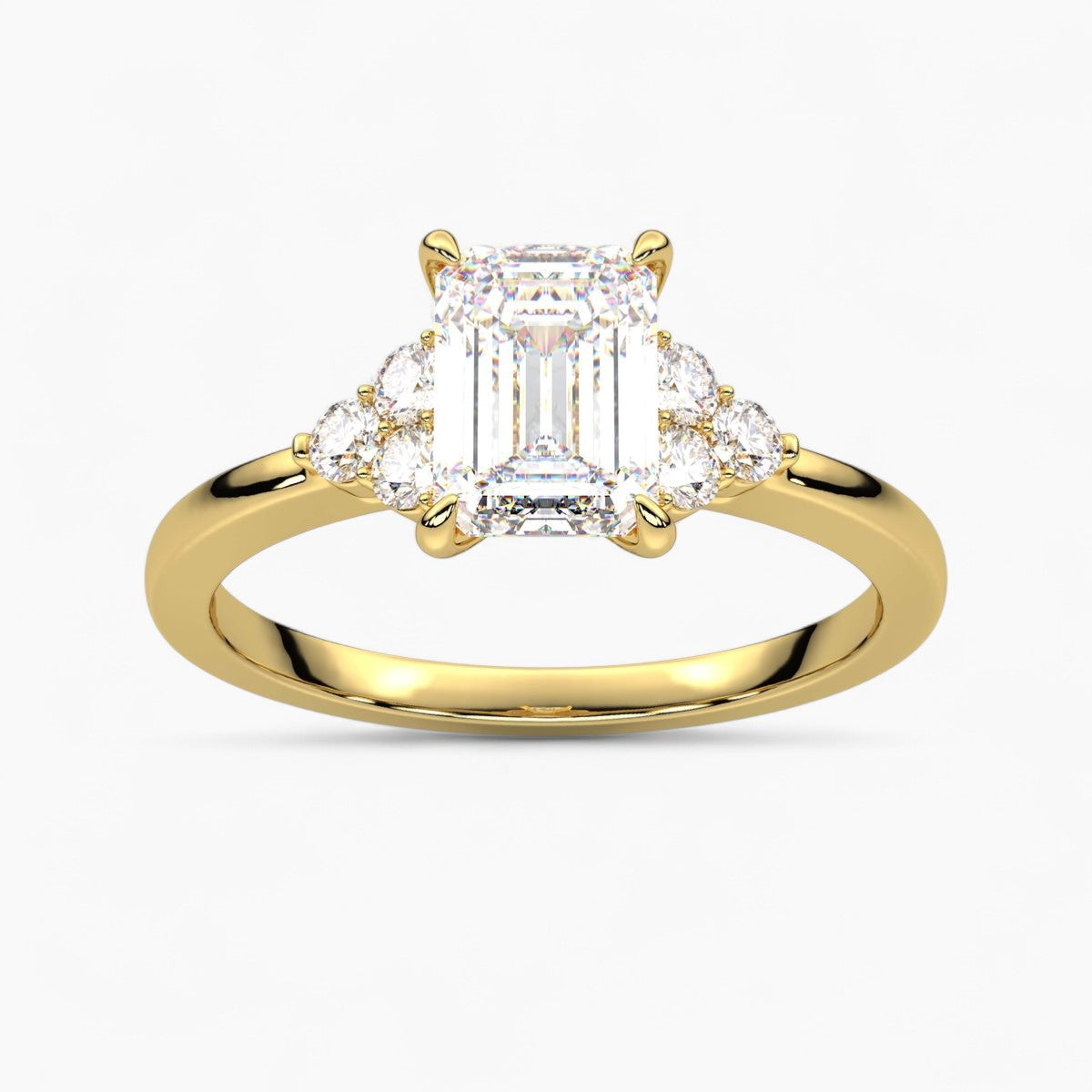 Princess Cut Three stone Setting Diamond Engagement Ring