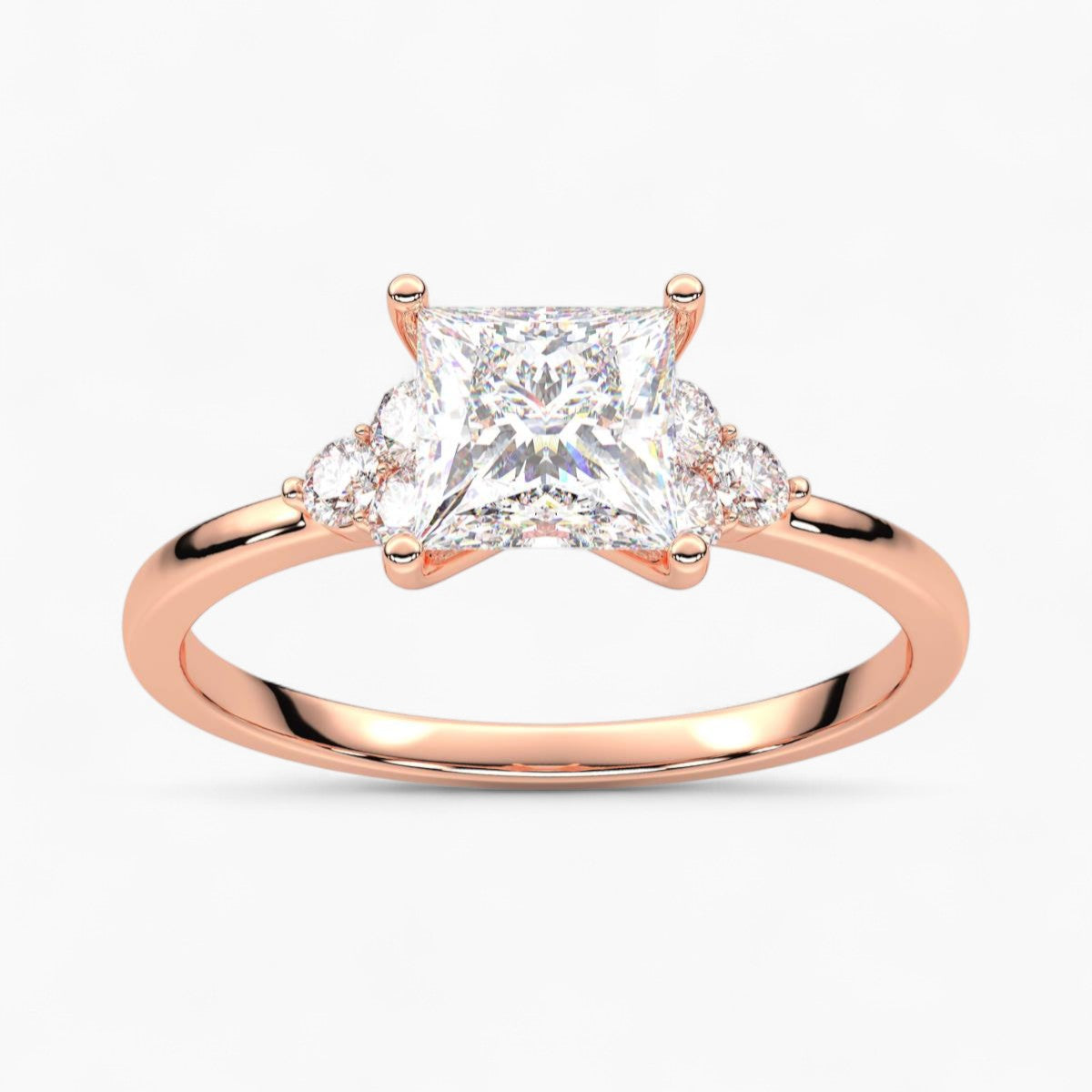 Princess Cut Three stone Setting Diamond Engagement Ring