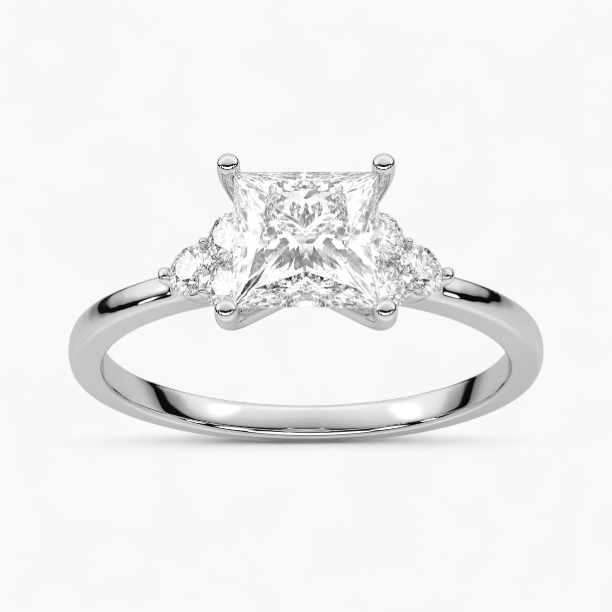 Princess Cut Three stone Setting Diamond Engagement Ring