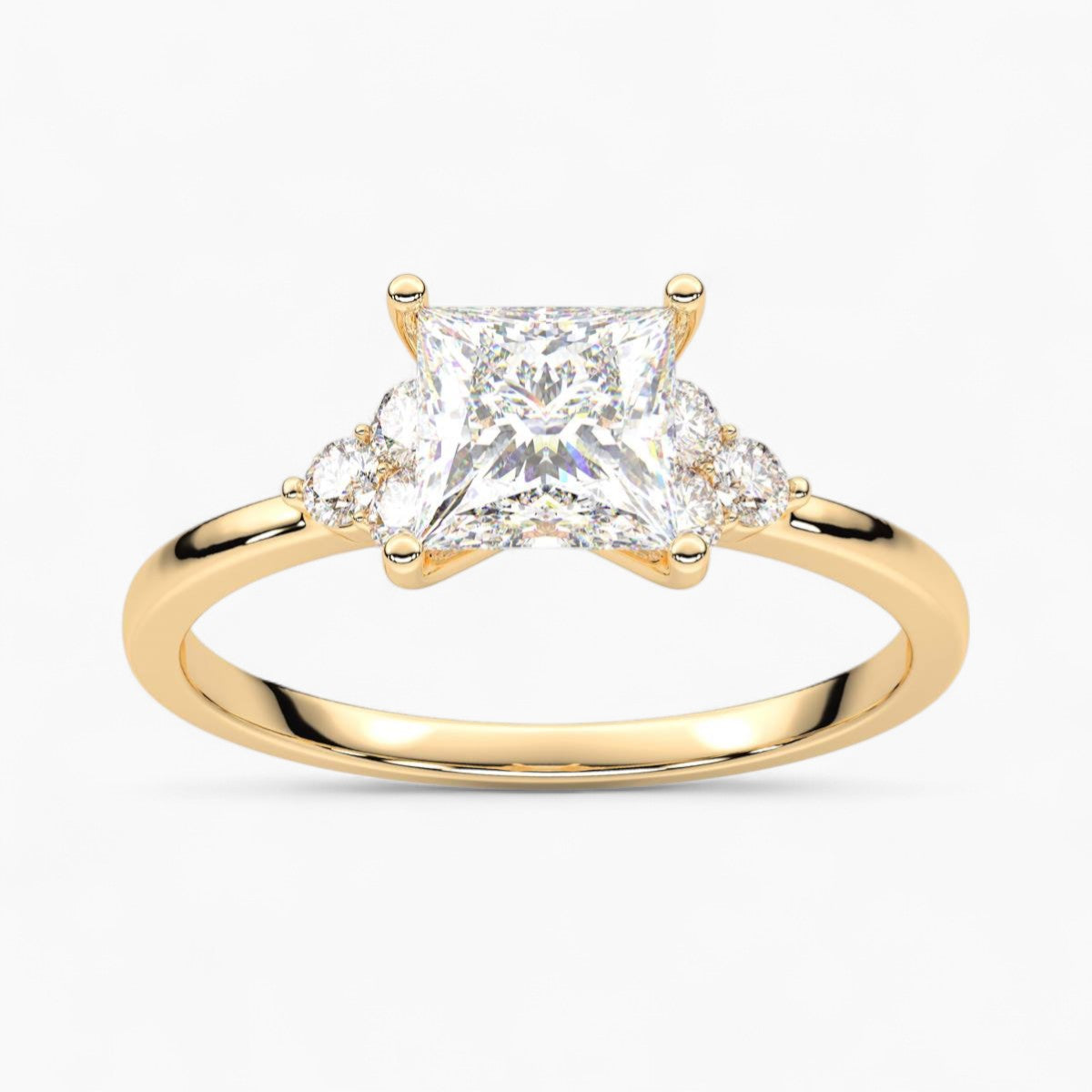 Princess Cut Three stone Setting Diamond Engagement Ring