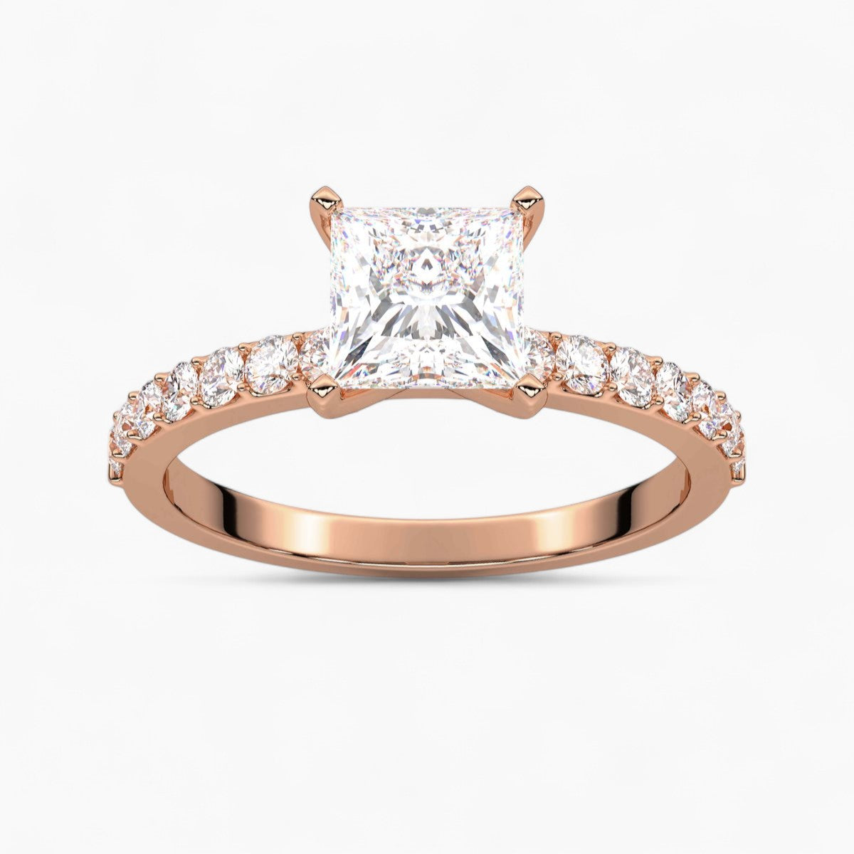Round Cut Petite Four Prong Diamond Engagement Ring