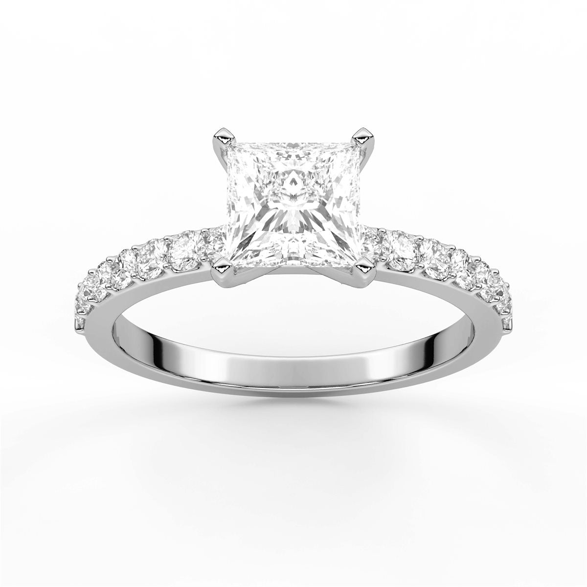 Round Cut Petite Four Prong Diamond Engagement Ring