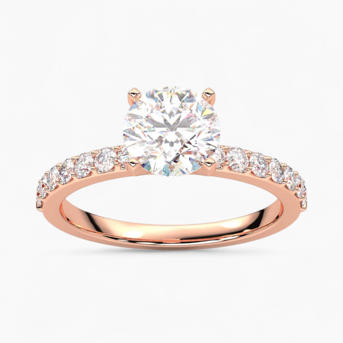 Round Cut Petite Four Prong Diamond Engagement Ring