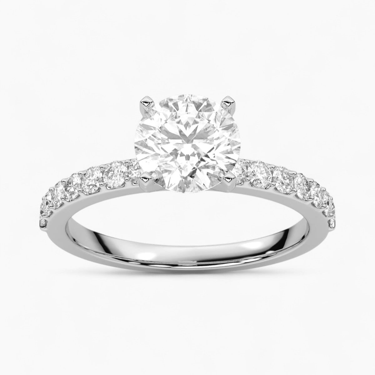Round Cut Petite Four Prong Diamond Engagement Ring