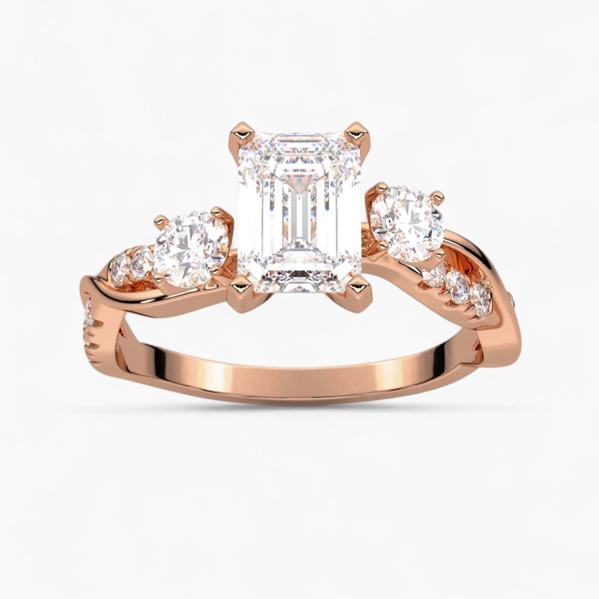 Round Cut Intertwined Diamond Engagement Ring