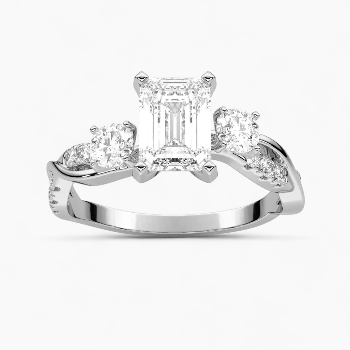 Round Cut Intertwined Diamond Engagement Ring