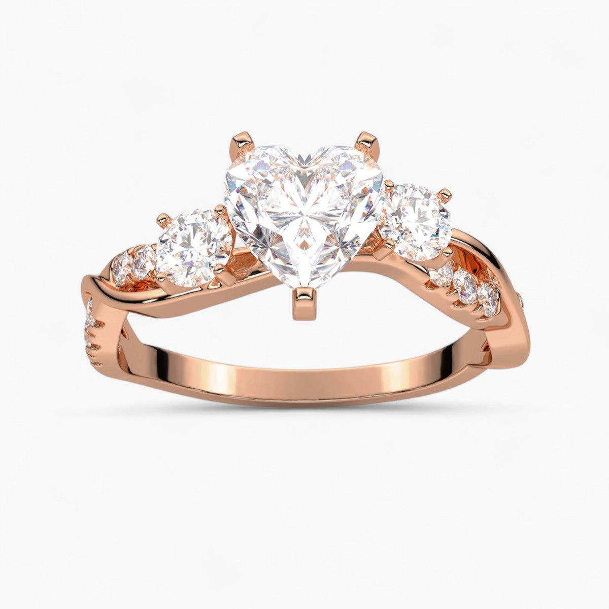 Round Cut Intertwined Diamond Engagement Ring