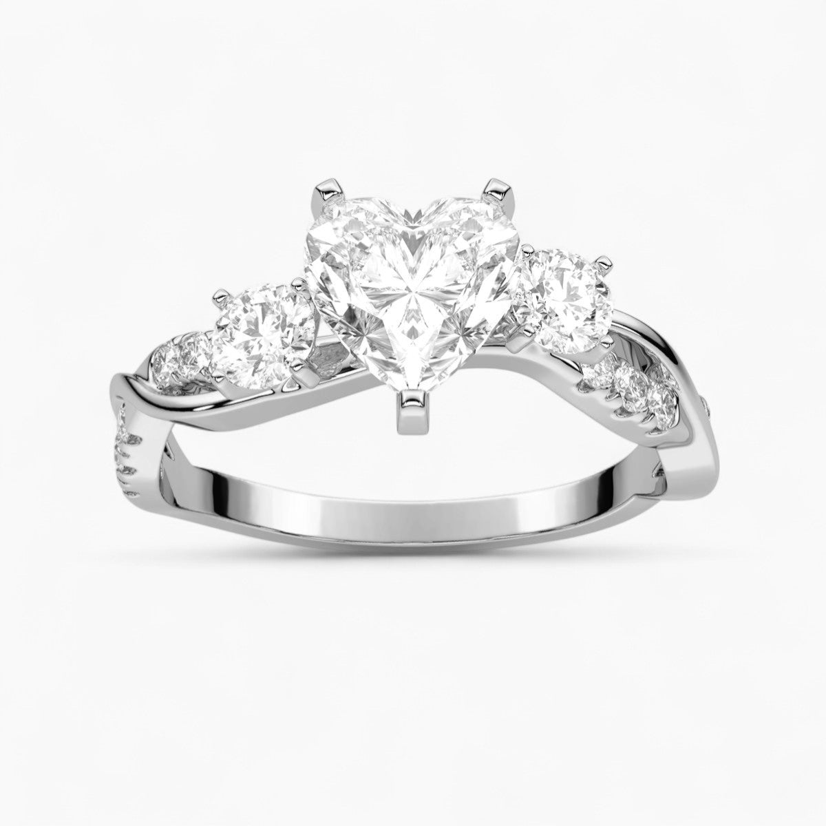 Round Cut Intertwined Diamond Engagement Ring