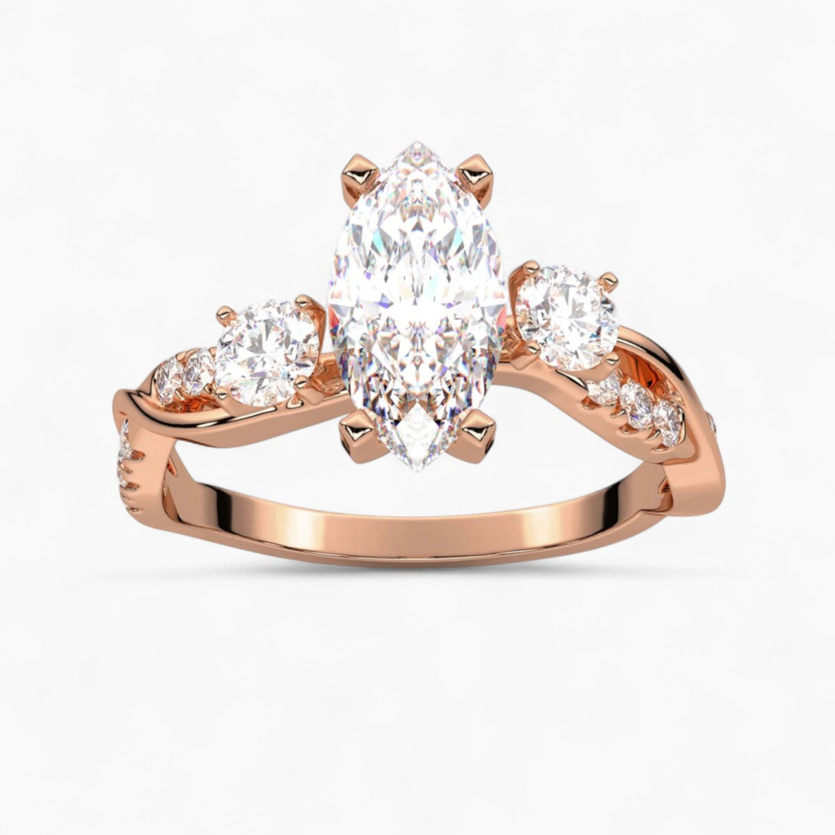 Round Cut Intertwined Diamond Engagement Ring
