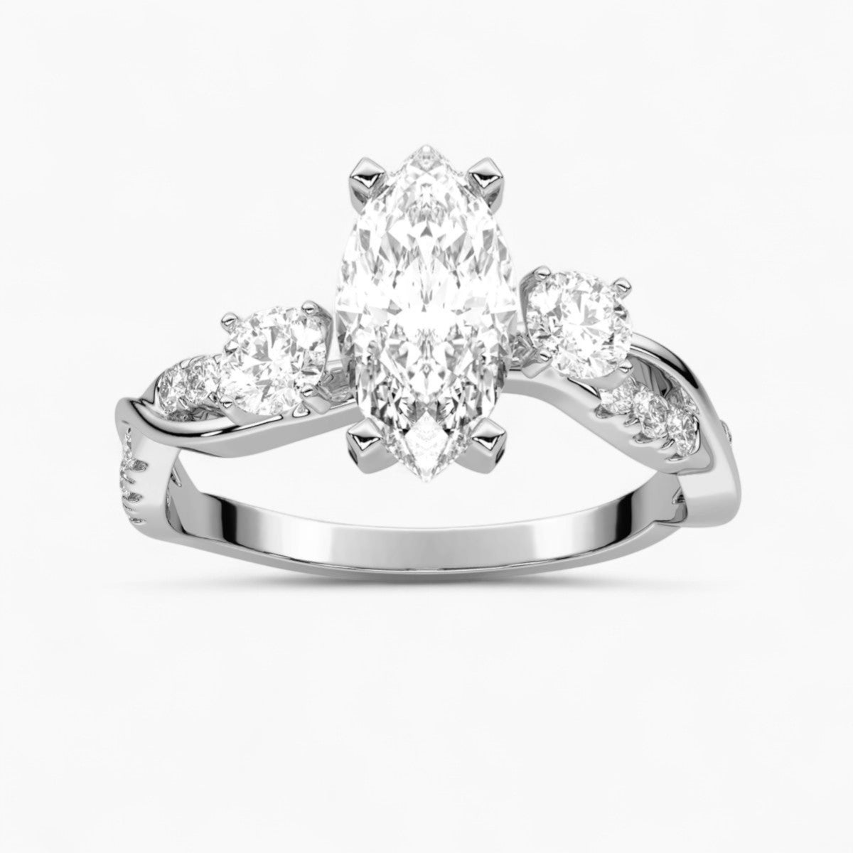 Round Cut Intertwined Diamond Engagement Ring