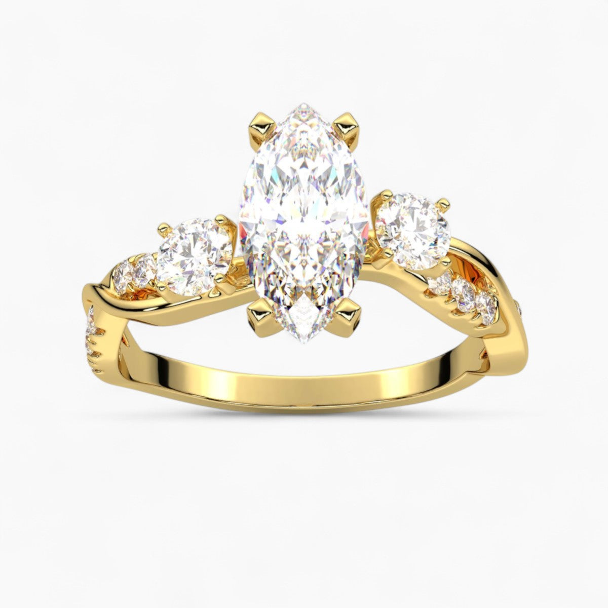 Round Cut Intertwined Diamond Engagement Ring