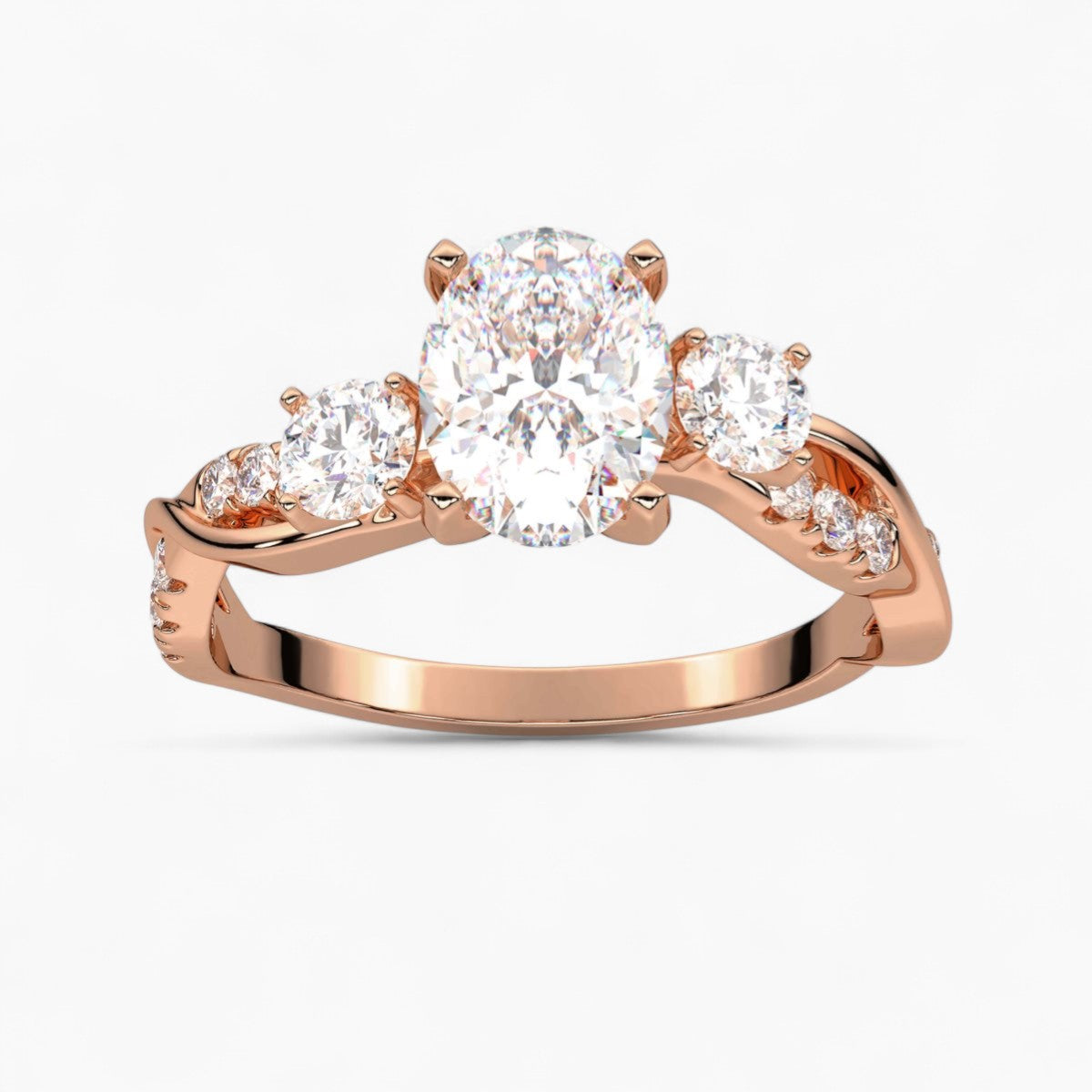 Round Cut Intertwined Diamond Engagement Ring