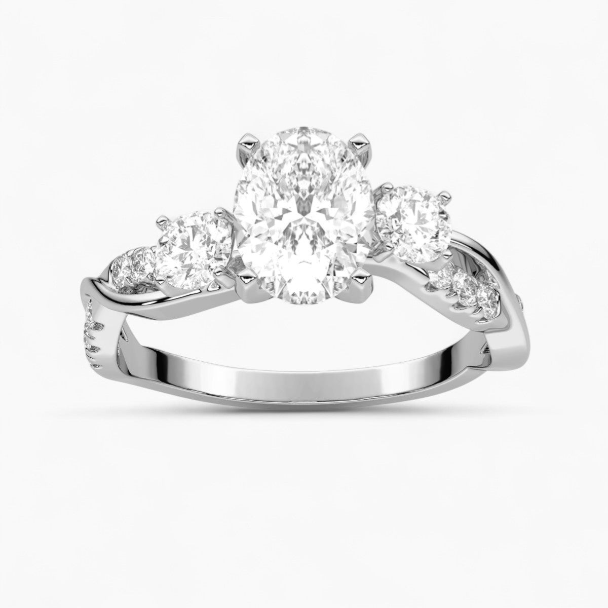Round Cut Intertwined Diamond Engagement Ring