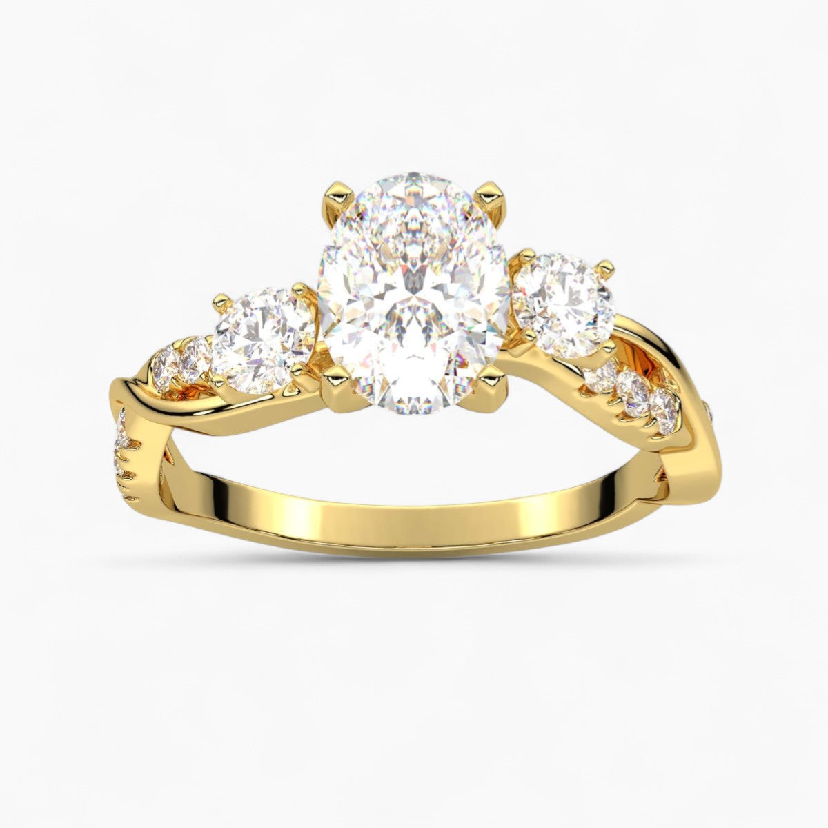 Round Cut Intertwined Diamond Engagement Ring