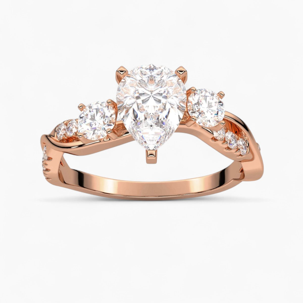 Round Cut Intertwined Diamond Engagement Ring