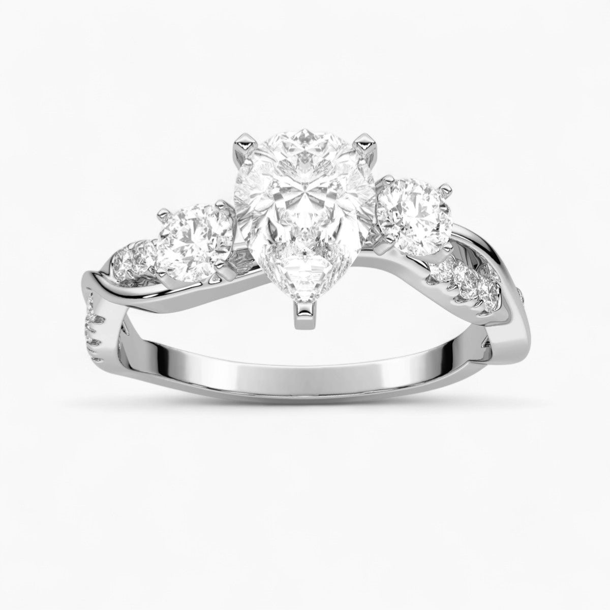Round Cut Intertwined Diamond Engagement Ring
