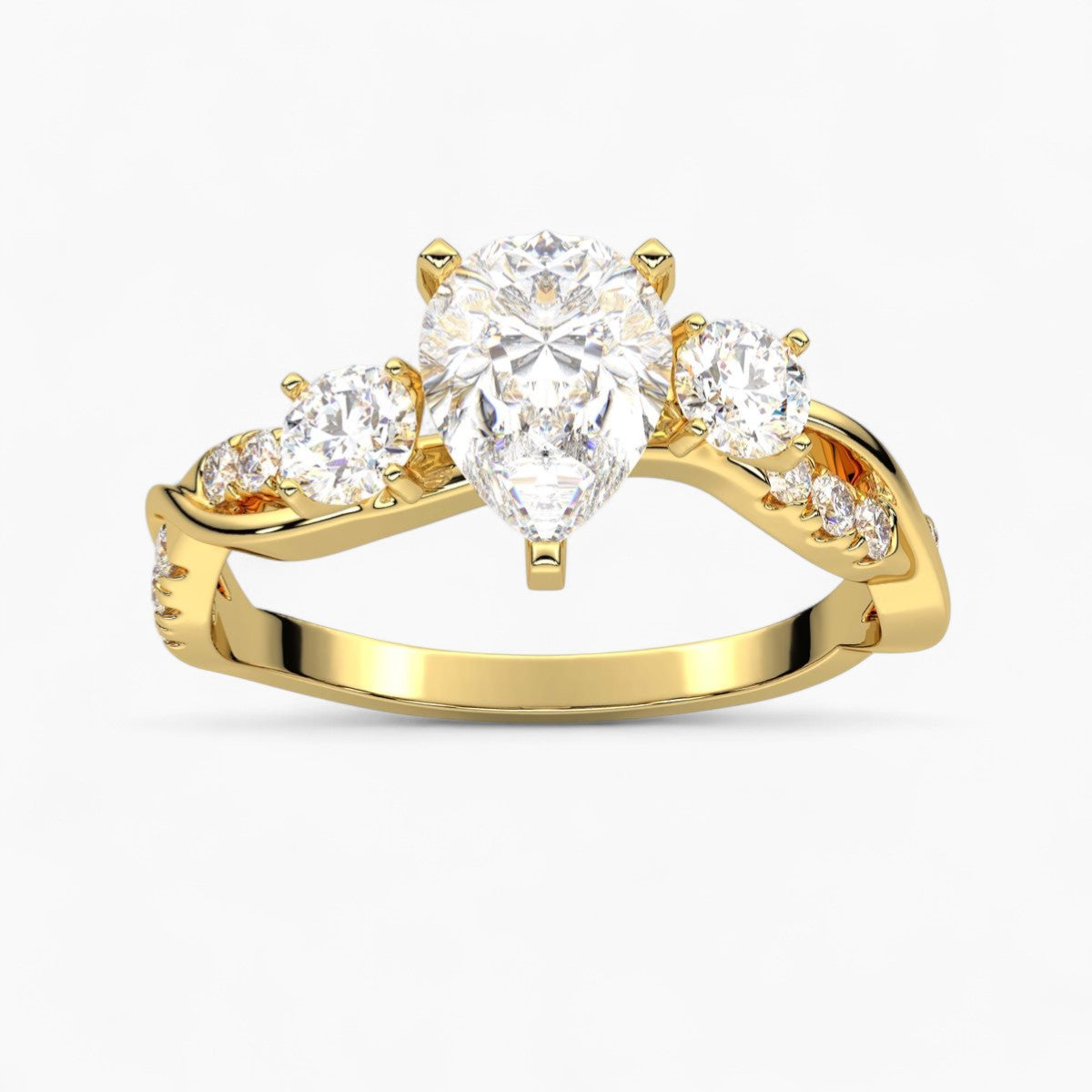 Round Cut Intertwined Diamond Engagement Ring