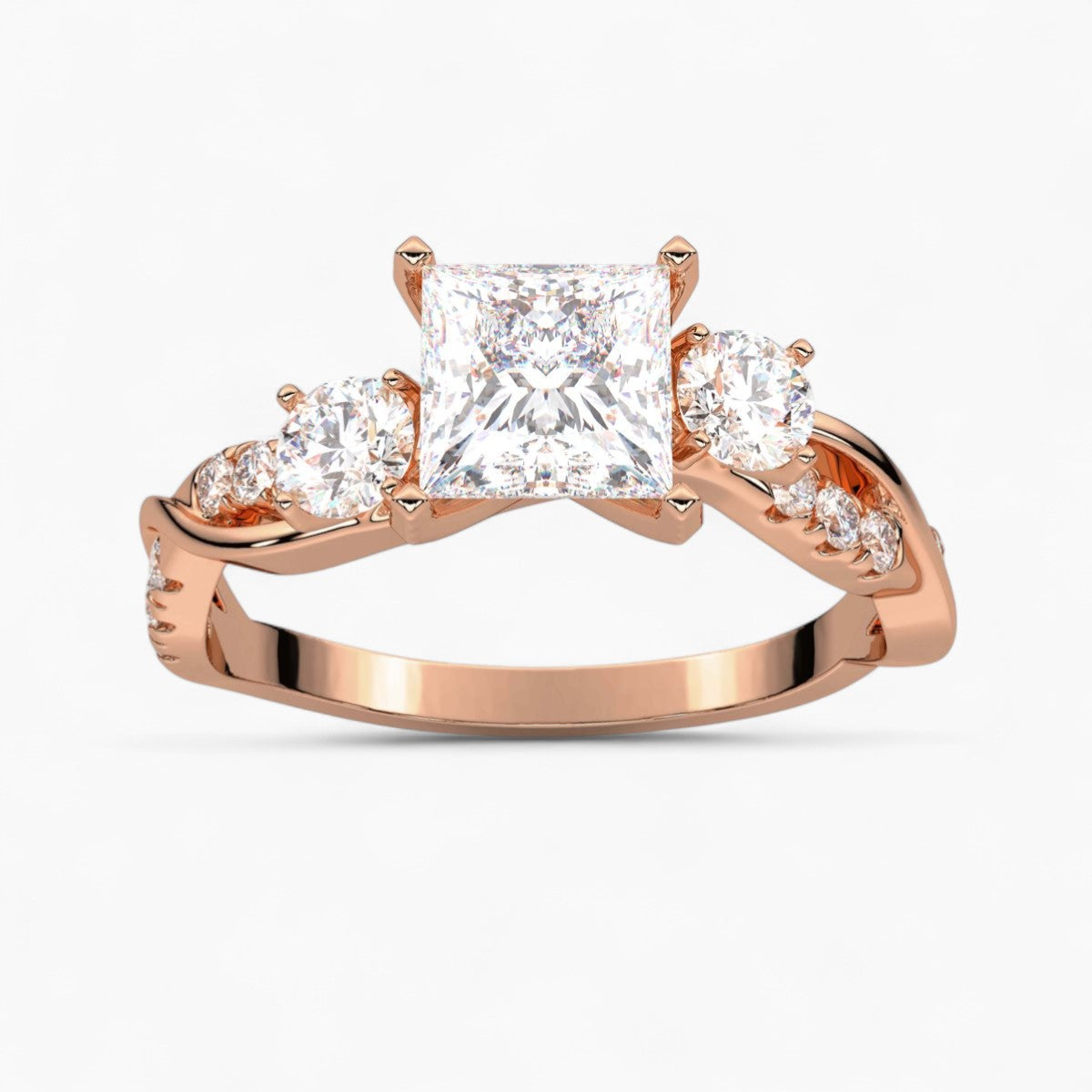 Round Cut Intertwined Diamond Engagement Ring