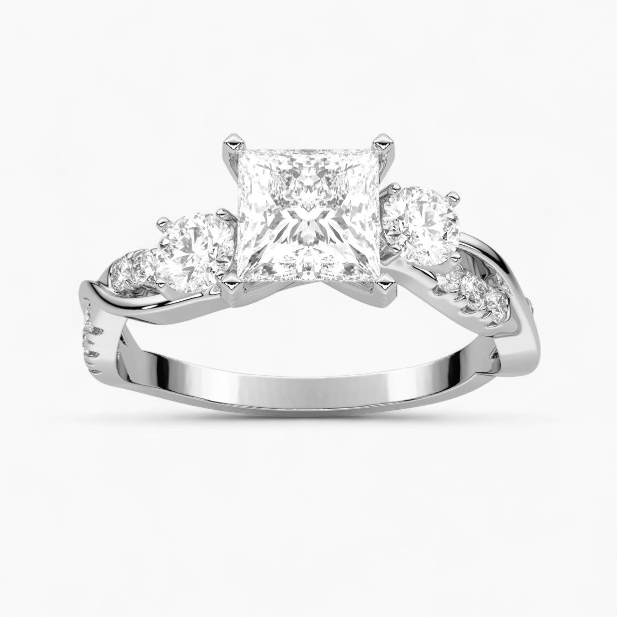 Round Cut Intertwined Diamond Engagement Ring