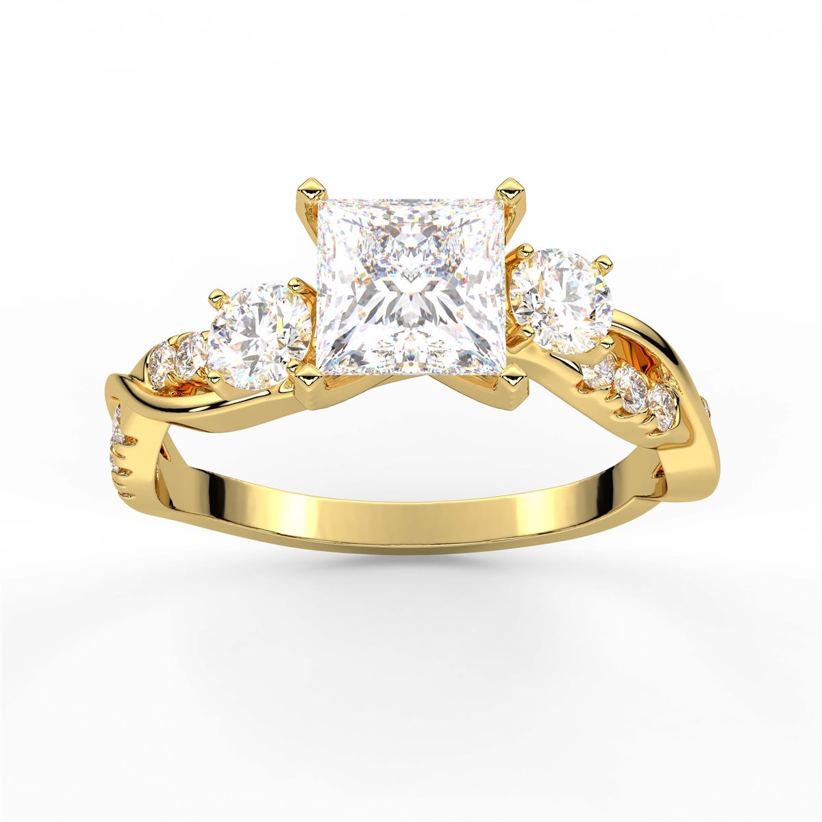 Round Cut Intertwined Diamond Engagement Ring