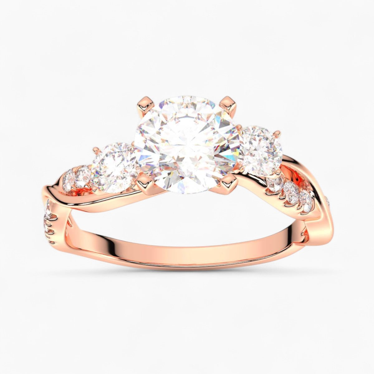 Round Cut Intertwined Diamond Engagement Ring