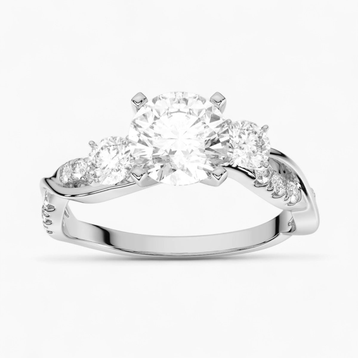 Round Cut Intertwined Diamond Engagement Ring