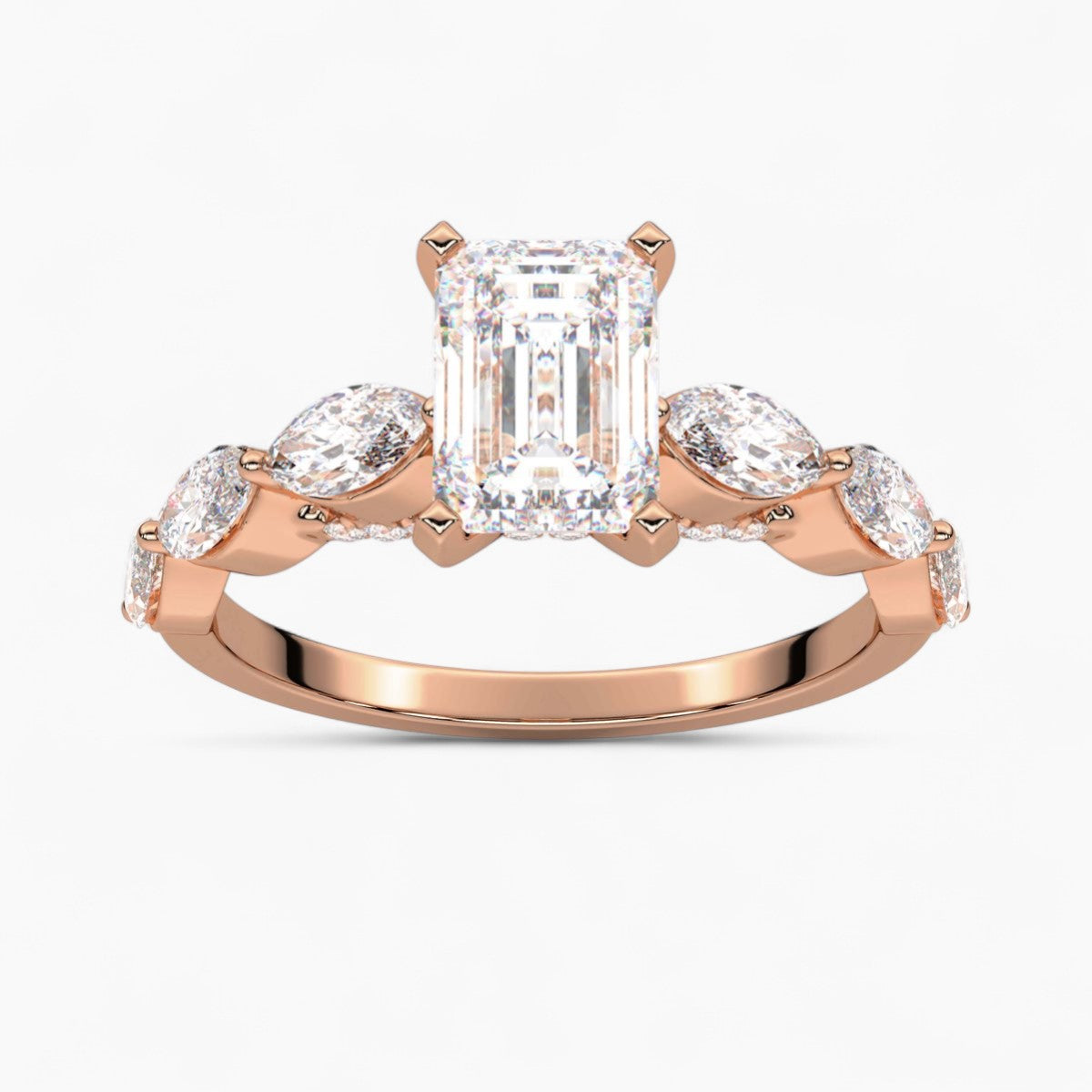 Round Cut with Marquise Side Accents Diamond Engagement Ring