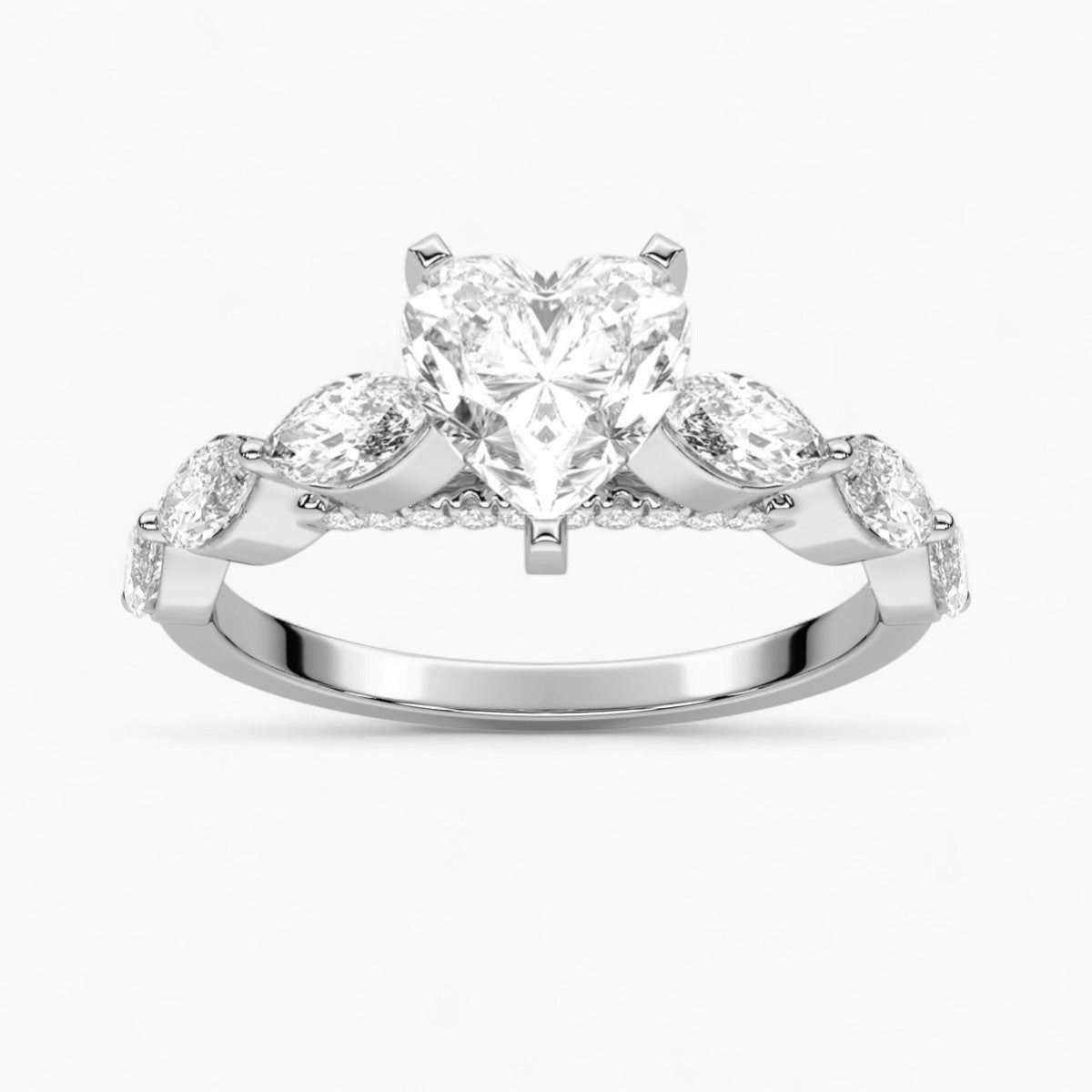Round Cut with Marquise Side Accents Diamond Engagement Ring