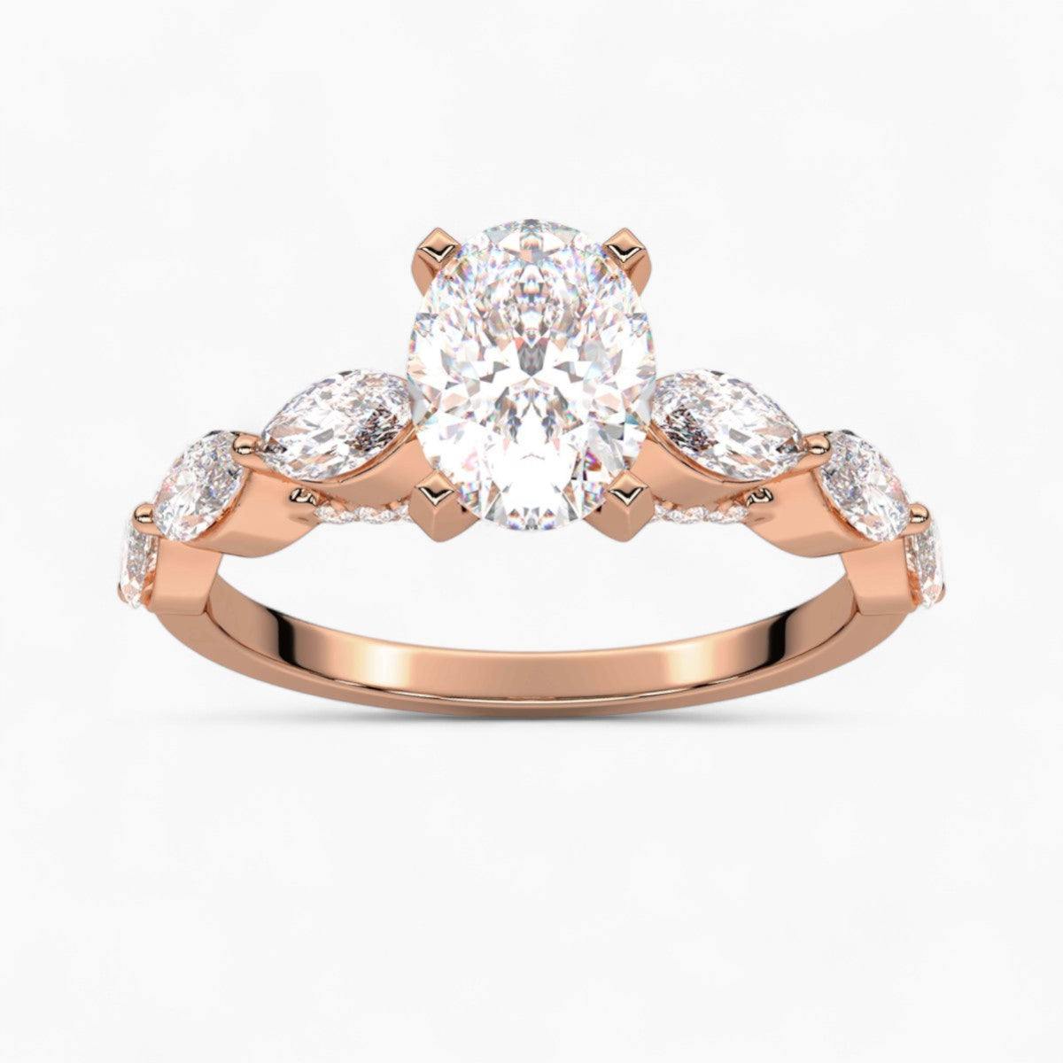 Round Cut with Marquise Side Accents Diamond Engagement Ring