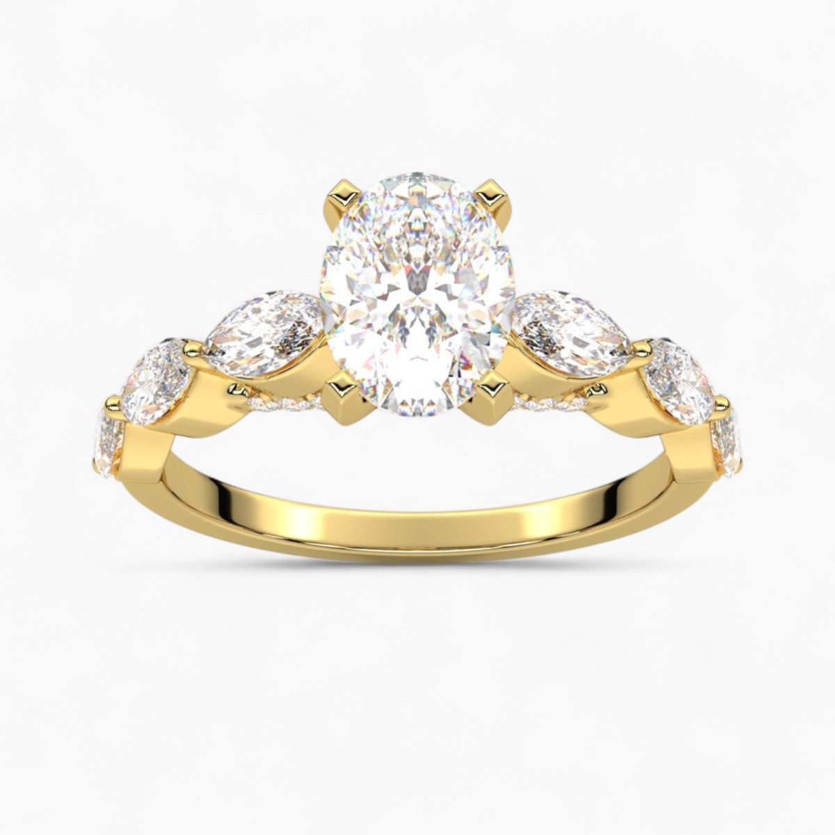 Round Cut with Marquise Side Accents Diamond Engagement Ring