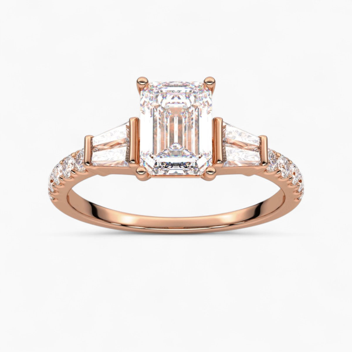 PrincessCut with Double baguette side Accents Diamond Engagement Ring