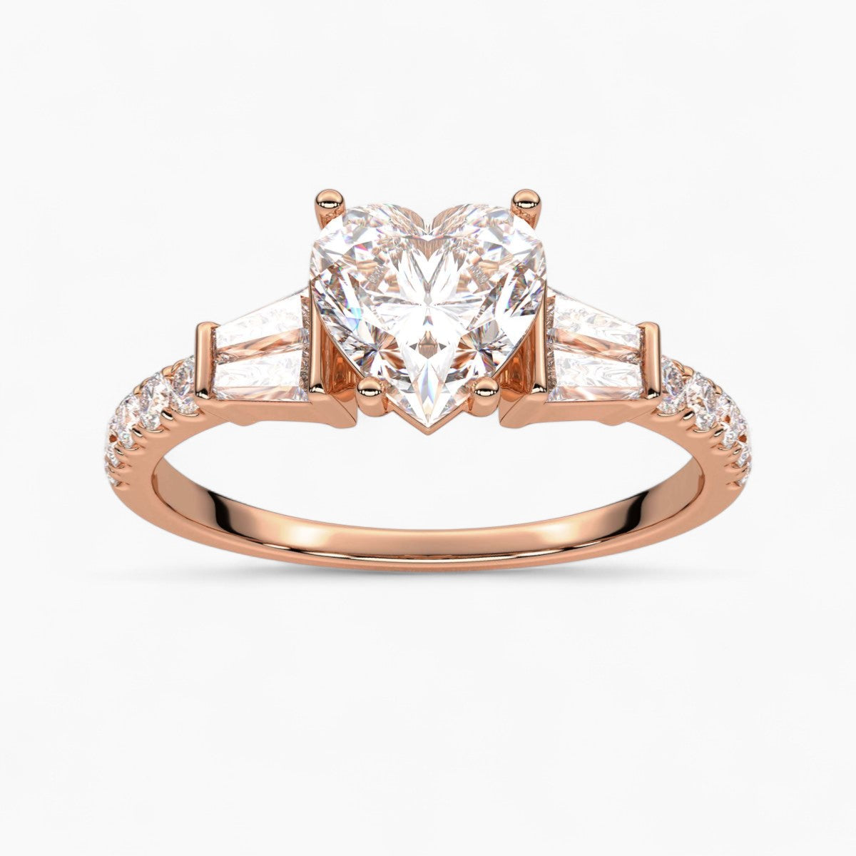 PrincessCut with Double baguette side Accents Diamond Engagement Ring
