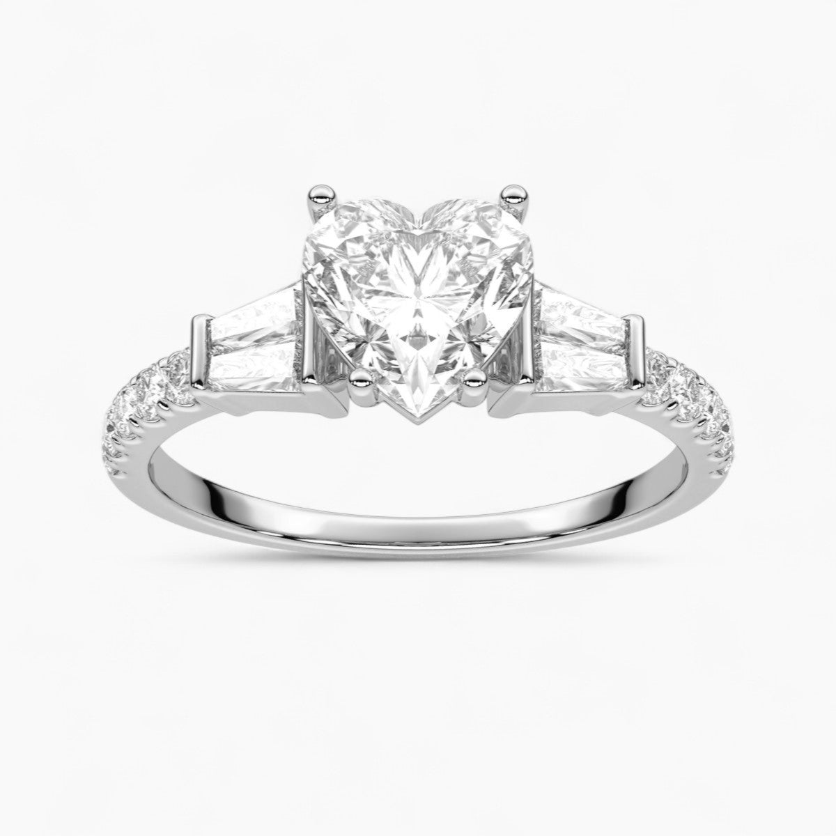 PrincessCut with Double baguette side Accents Diamond Engagement Ring