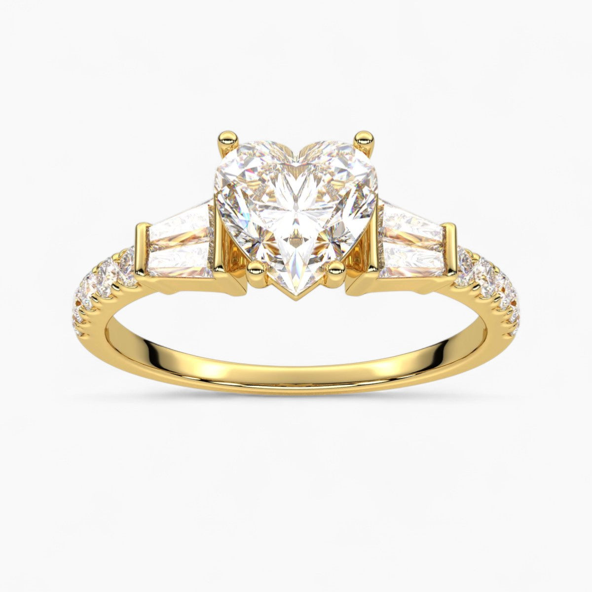 PrincessCut with Double baguette side Accents Diamond Engagement Ring