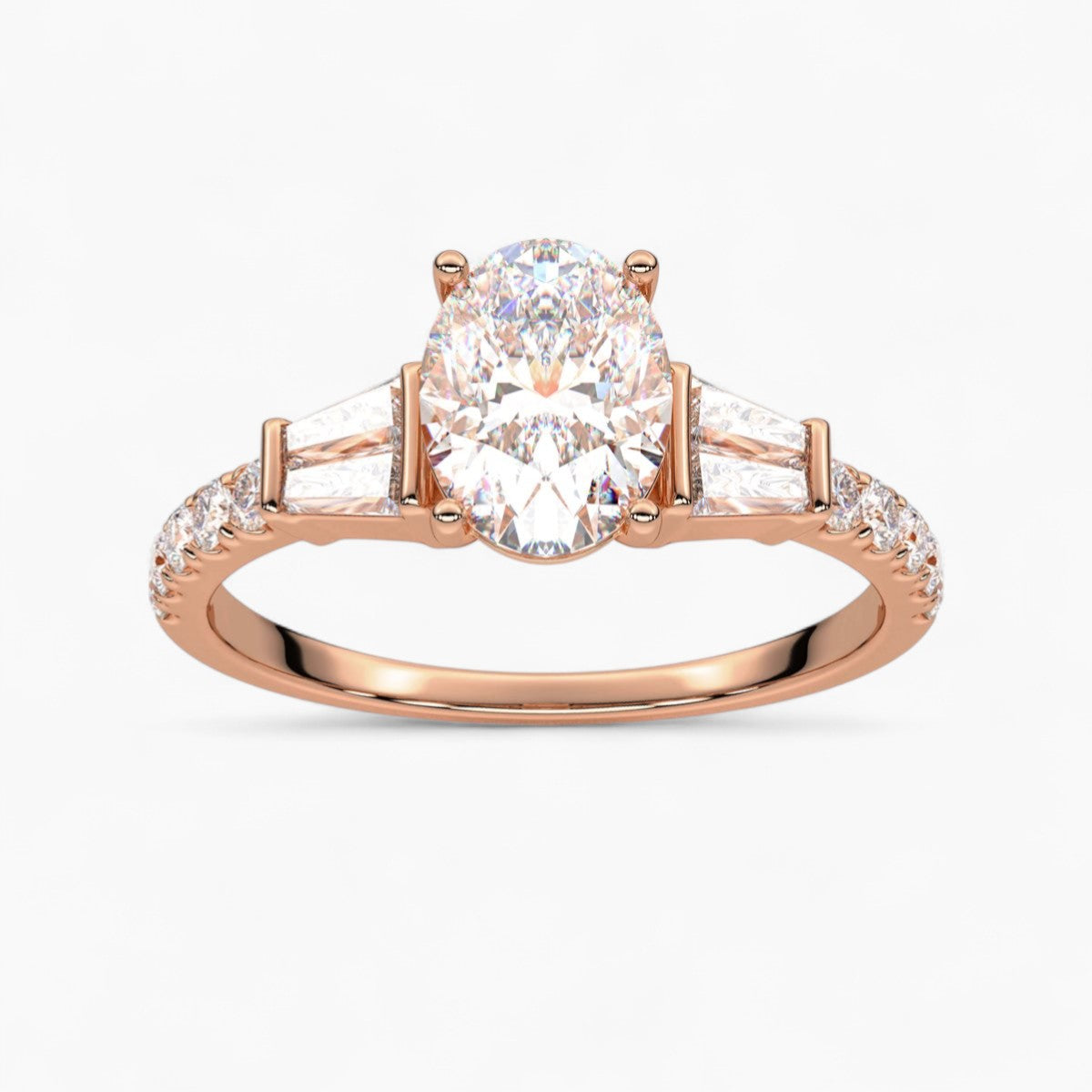 PrincessCut with Double baguette side Accents Diamond Engagement Ring