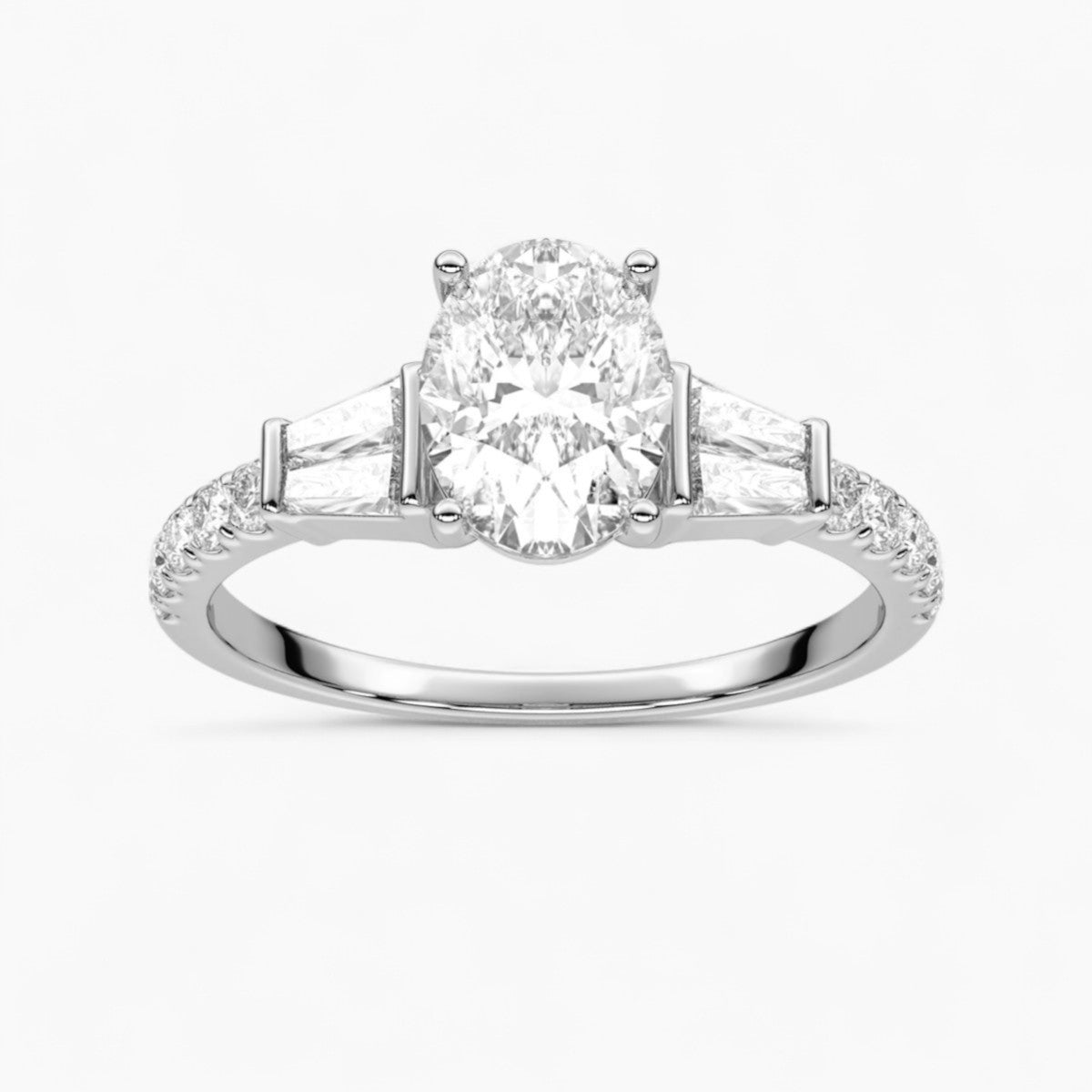PrincessCut with Double baguette side Accents Diamond Engagement Ring
