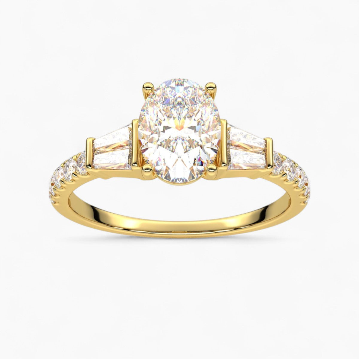 PrincessCut with Double baguette side Accents Diamond Engagement Ring