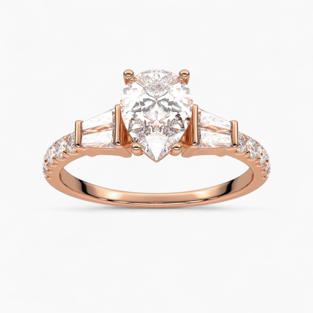 PrincessCut with Double baguette side Accents Diamond Engagement Ring