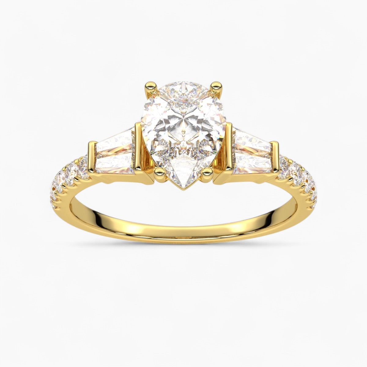 PrincessCut with Double baguette side Accents Diamond Engagement Ring