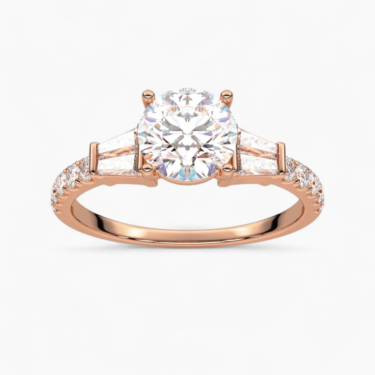 PrincessCut with Double baguette side Accents Diamond Engagement Ring