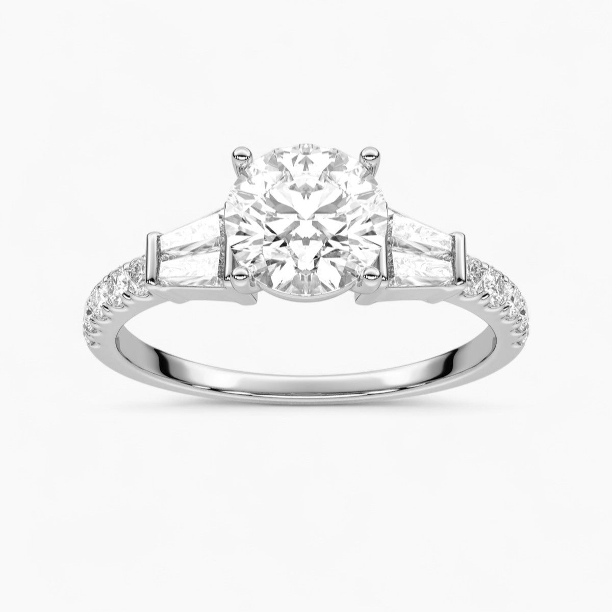 PrincessCut with Double baguette side Accents Diamond Engagement Ring