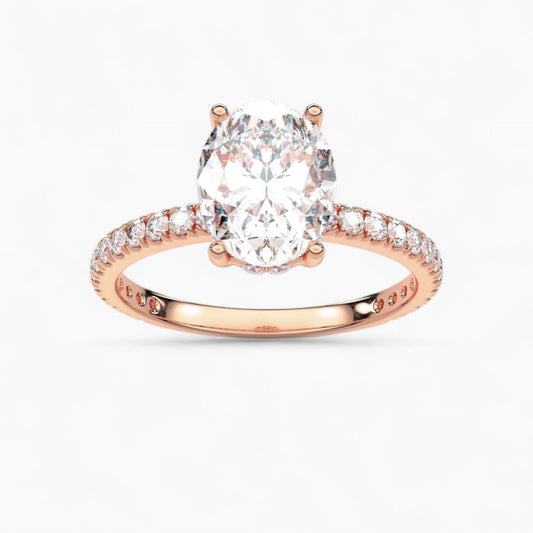 A Diamond Prong Concealed Halo Engagement Ring