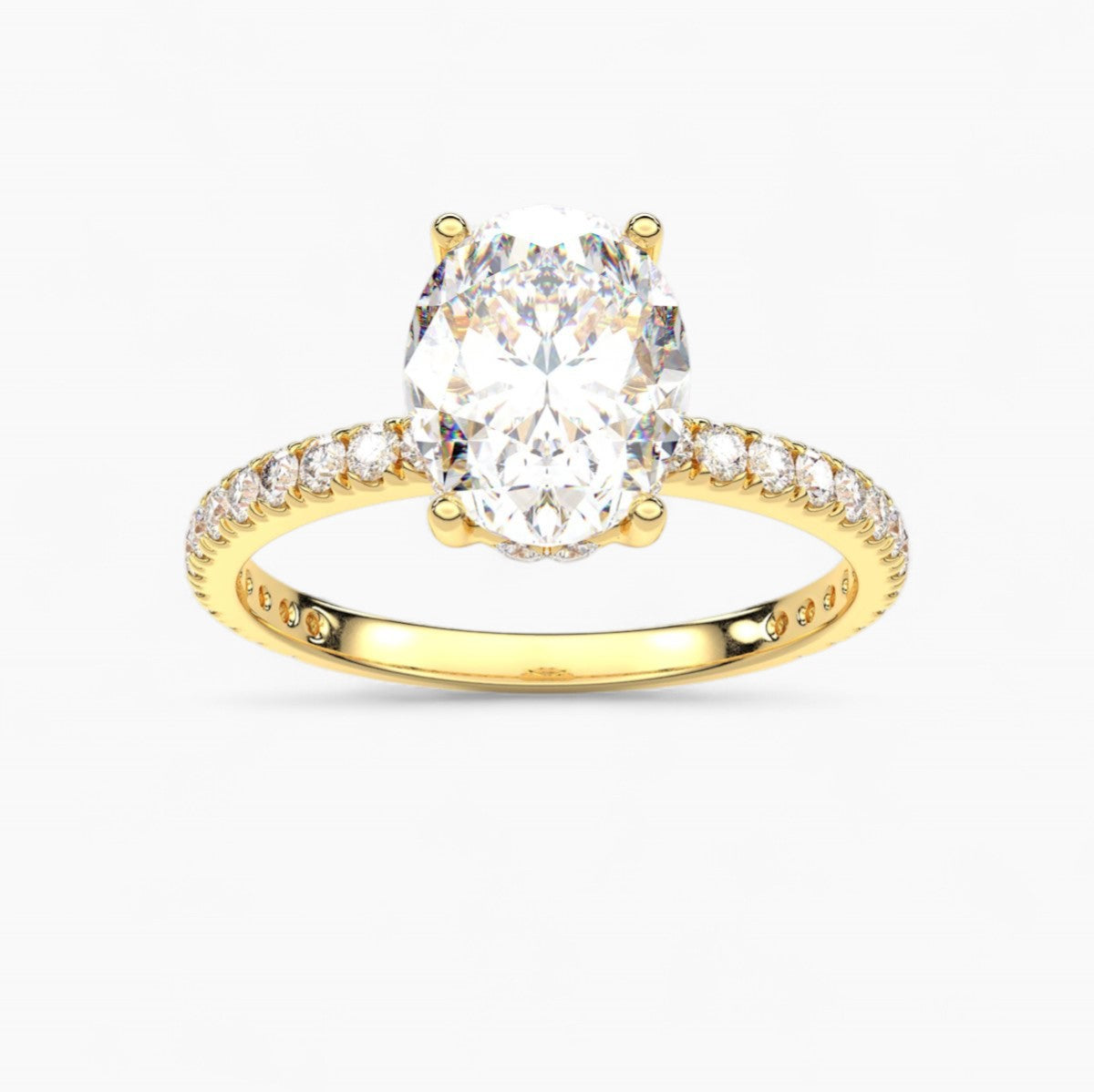 A Diamond Prong Concealed Halo Engagement Ring