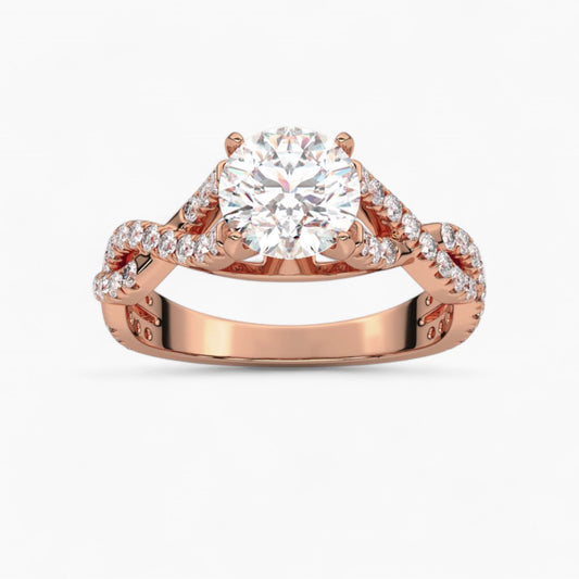 Dual Twisted Diamond Engagement Ring